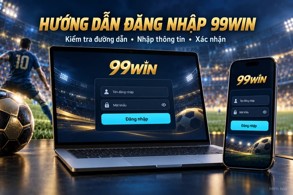 Minh họa đăng nhập 99WIN trên điện thoại và máy tính