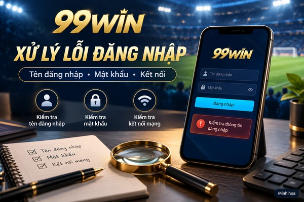 Minh họa kiểm tra thông tin và xử lý lỗi đăng nhập 99WIN