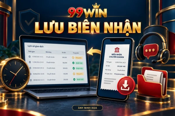 Minh họa lưu biên nhận và theo dõi trạng thái nạp tiền 99win